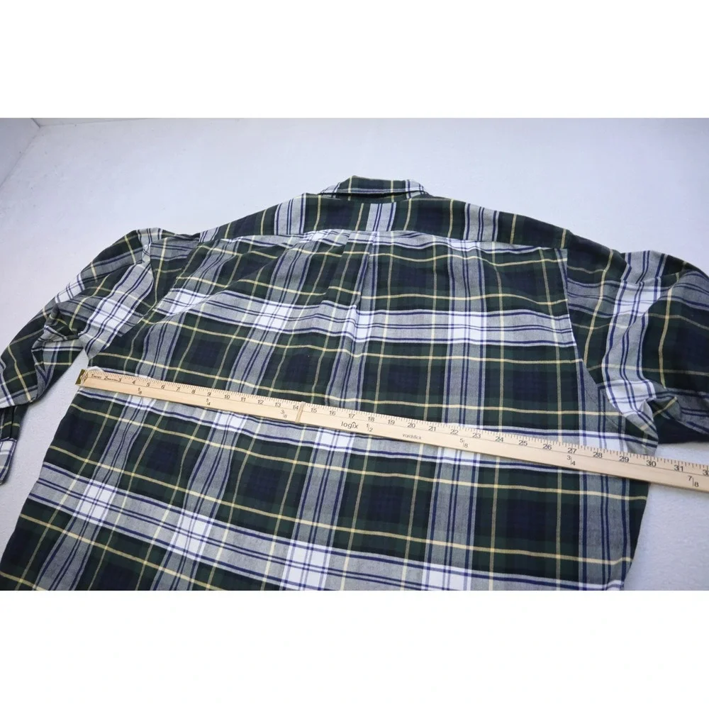 Polo Ralph Lauren Button Up Dress Shirt Mens XL Green Blue Plaid Big Shirt EUC